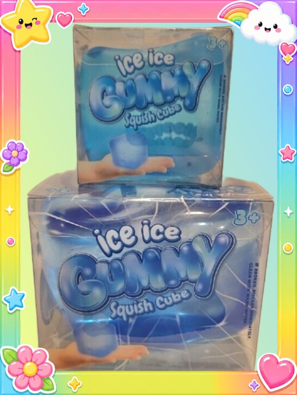*Viral* Ice Ice GUMMY Squish Cubes (Set of 2) XL & Small- Blue